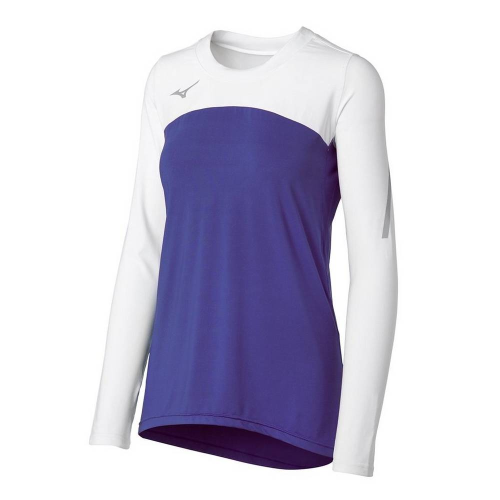 Womens Mizuno Techno VII Long Sleeve Volleyball Jersey Purple/White Philippines (MRCGQV201)